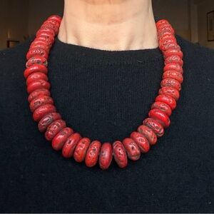Red & Black Coral-like Beaded Necklace